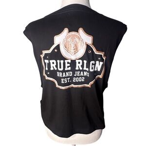 NWT True Religion Boxy TRBJ Tank with Lucky Horseshoe & Buddha Graphic, Size Med